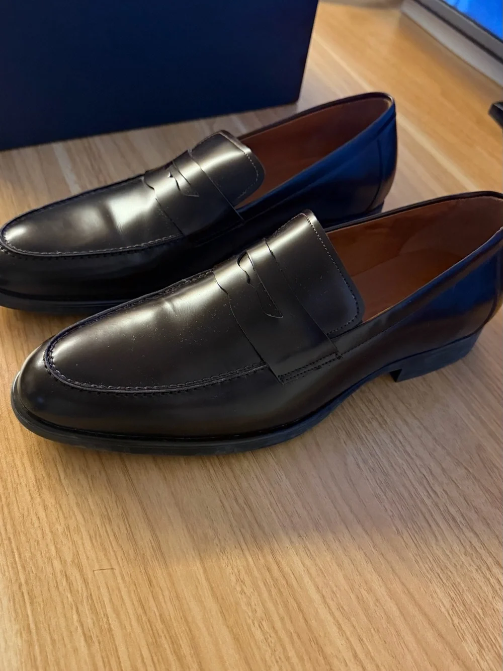 Men's Dark Brown Leather Penny Loafers - Classic Slip-On Style